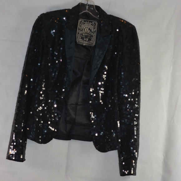 guess Black Sequin Jacket SZ S/P - Picture 2 of 9